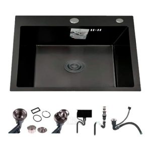 Мойка кухонная DS6050B 600*500*200mm , чёрная с сифоном