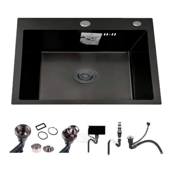 Мойка кухонная DS6050B 600*500*200mm , чёрная с сифоном
